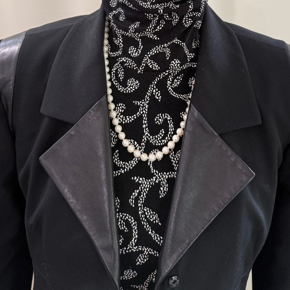 VTG 90's Karl Lagerfeld Leather and Wool Sexy Power Suit: Hourglass Silhouette
